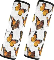 Car Seat Belt Pads 2 Piecing Breathable Car Seatbelt Shoulder Cover Camera Bag Strap Cover Car Accessories for Adults and Kids S Butterfly Beautiful Brown