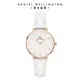 Daniel Wellington 手錶 Petite Bondi 28mm純真白真皮皮革錶-白錶盤-玫瑰金框(DW00100249)