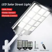 99000000LM LED Street Light Solar Power with Pole Timer Remote sensor Waterproof