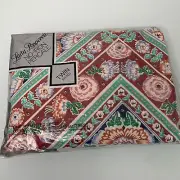 Vtg Lady Pepperell Twin Fitted Sheet No-iron Percale Floral Blue Rust Green NIP