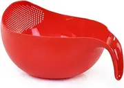 Mintra Home Rice Colander (Red) - Strainer, Lightweight, for cleaning rice, beans, fruit and vegetables