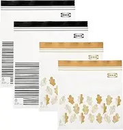 [IKEA] ISTAD Medium Reusable Food Bags with Double Seal, 1.2 & 2.5 Litres, Black Striped/Yellow Leaf - Set of 100 Bags