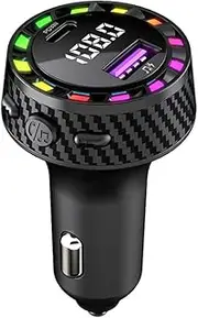 ZENWORYS Car Bluetooth Charger PD30W USB Port Fast Charging Adapter with LED Light Voltage Monitor FM Bluetooth Transmitter