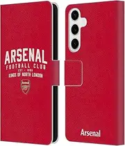 Head Case Designs Officially Licensed Arsenal FC Kings of North London Typography Leather Book Wallet Case Cover Compatible with Samsung Galaxy S24+ 5G