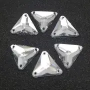100 Clear Flatback Acrylic Triangle Rhinestone Buttons 16mm Sew on beads