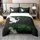 Red-Crowned Crane Full Size Bedding Sets for Kids Teens,Geometry Swirls