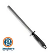 Butcher's 10" FDICK Sharpening Oval Diamond Steel 25cm Black Handle - New