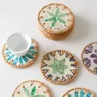10cm Rattan Coaster Colorful Mug Placemat For Coffee Tea Hot Drink