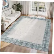 Washable Area Rug 5x7 Plaid Rugs for Living Room Non Slip Throw Rugs Checkered