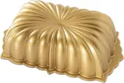 Nordic Ware USA Little Bundts Fluted Cast Aluminium Loaf Pan, Gold, 25.5 cm