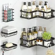 Spice Rack Shower Saddy 5pack Shelf for Bathroom Kitchen Organiser Storage with Self Adhesive No Drill Suction Shelevs