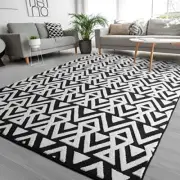 Ultra Soft Geometric Bedroom Rugs Memory Foam Carpet 7 x 10 7x10 Feet Black
