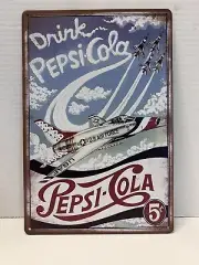 Pepsi Cola Tin Sign Air Force Fighter Jet Drink Pepsi Mancave