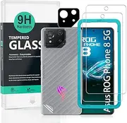 Ibywind 2 Pcs Screen Protector For Asus ROG Phone 8 5G 6.78",Tempered Glass,With 1Pc Camera Lens Protector,1Pc Back Film,Anti-Scratch,Bubble Free