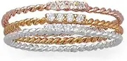 [JewelryWeb] 14k Gld Plated-14k Rose-Gld-Plated 925 Sterling Silver Set of Three CZ Rings One Band 4 1mm CZs Across-Band Style Ring for Women and Men