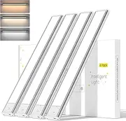 4-Pack Motion Sensor Closet Lights, Under Cabinet Lighting, Wireless USB Rechargeable Led Light Bars with Large Capacity Battery Operated for Stairs/Wardrobe/Hallway/Kitchen/Camping