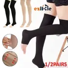 Medical Compression Stockings Support Thigh High Varicose Veins Open Toe Socks