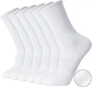 [Zuimei] 6 Pairs Sports Socks for Men and Women, Cotton Ladies Socks Cushioned Athletic Crew Socks Walking Socks for Work Home Sports Running