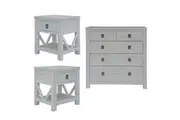 Myer 3pc Set 2 Bedside Tallboy Storage Cabinet Side End Table White Wash