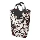 Cowhide Brown Milk Cow Print Large Laundry Basket Collapsible Organizer Bin A...