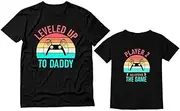 [ASTANFY] Gamer Dad and Son Matching Shirts Dad Shirt Tops Casual Family Matching Sets Baby Boy Clothes