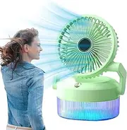 Portable Misting Fan | Personal Cooling Accessory USB Charging | Folding Quiet Cooling Fan with Light for Camping Tent Gym Beach School Garden Travel Desk