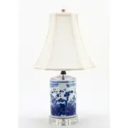Blue And White Porcelain Vase Floral Table Lamp - Acrylic Base-18''H