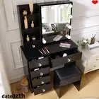 Vanity Table Stool Set with Lighted Mirror Makeup Dressing with 10 Led Bulbs