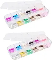 Baluue 12 Nail Paillettes 2 Sets DIY Manicure Sequins Fashion Nail Art Decorations for DIY Parties