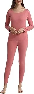 [Generic] Ladies Thermals Womens Two-Piece Suit Long Sleeve O Neck Blouse Thermal Underwear Soft and Warm Top and Pants Set Big and Tall Mens Thermal Shirts