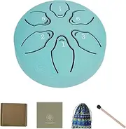 Steel Tongue Drum, 3-Inch 6-Note Mini Handpan Drum with Charted Drawstring Pocket Mallets for Beginners Meditation Yoga Sound Therapy (Dark Green)