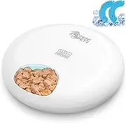 Ownpets 6 Meals Automatic Cat Feeder for Wet/Dry Food, with 2 Ice Packs, Programmable Timed Pet Feeder, Cordless Rechargeable Battery Auto Feeder for Cats/Small Dogs