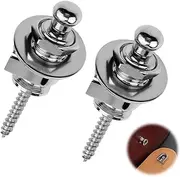 Guitar Strap Locks 2 Pack Strong Metal Straplocks and Buttons Quick Release Strap Parts for Replacement Electric Acoustic Guitar with a Wrench for Acoustic Bass Electric Guitar Ukulele Martin Silver