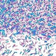 SUNNYCLUE 120G 4 Colors Blue Purple Sprinkles Polymer Clay Slices White Pink Imitation Faux Candy Sugar Dessert Cupcake Mini Decorations Sprinkle for Nail Arts Cake Phone Case DIY Crafts Accessories