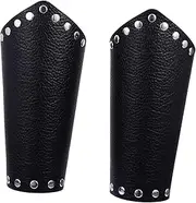 [MUCKLILY] 1 Pair Wristband Steampunk Bracers Knight Leather Gauntlet Viking Wrist Guard Leather Cuff Gothic Wrist Mens Gloves Medieval Bracers The Cross Clothing Man Pu Leather