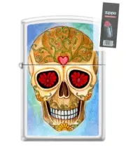 Zippo 82283 skull day of the dead skeleton heart flower Lighter + FLINT PACK
