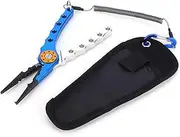 Omabeta Fishing Pliers Hook Remover, Lightweight Split Pliers Fishing Lure Repair Tool for Braided Fishing Line Cutter (Blue with Silver)