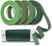 5Pcs Floral Arrangement Kit, Floral Wire Floral Tape, 22-Guage Green Paddle Wire and 4 Colors Floral Tape for Bouquet Stem Wrap Wreath Garland, Style A