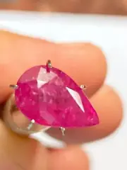 Pink Ruby faceted loose gemstone pear shaped 2.97 carat African HT natural gems