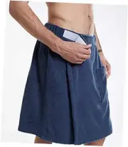 Men Soft Wearable Bath Towel, Men’s Bath Wrap, Coral Fleece Bath Blue-m