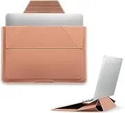 MOFT Laptop Sleeve Case & Laptop Stand for 13-14 inch Notebook, Vegan Leather Laptop Bag, Expandable Storage, 2 Adjustable Angles, Compatible with MacBook Air 2021 2022, Classic Nude
