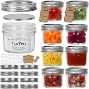 8-PK 4oz Mason Jars w/ Regular Lids and Labels - Glass Food Storage Canning Jars