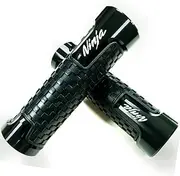 Black Carbon Look Aluminum Motorcycle 22mm 7/8 Inches Engraved Handle Bar Rubber Gel Hand Grips CNC Bar End 7/8" Compatible with Kawasaki Ninja 300 400 250 1000 ZX6R ZX10R ZX14R
