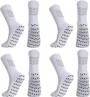 [Zuimei] 4 Pairs Grip Socks Mens Football Socks, Anti-Slip Football Socks Mens Athletic Socks Ankle Soccer Socks for Men Women Running Training Rugby Socks,Size 6-9, White, One size