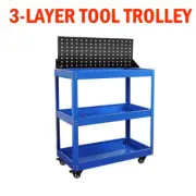 3 Tiers Solid Metal Rolling Tool Cart Trolley Utility Cart with Wheels Workshop