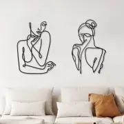 2 Pcs Metal Minimalist Wall Art Abstract Woman Home Decor for Bedroom,...