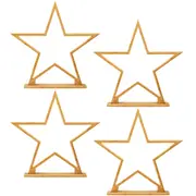 4x 52cm Large Bamboo Star LED Table Lamp Light Modern Bedside - Natural