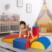 Costway5 Pieces Kids Climb Crawl Activity Play Set with Safe Foam Blocks-Red