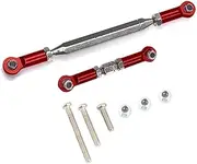 Suesacy Metal Adjustable Steering Linkage Servo Link Pull Rod Turnbuckle for MN D90 D99 MN-90-45 1/12 RC Car Crawler,Red