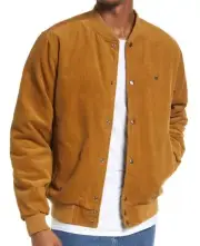 BRIXTON Men's DILLINGER Bomber Corduroy Jacket - Medal Bronze - Large - NWT